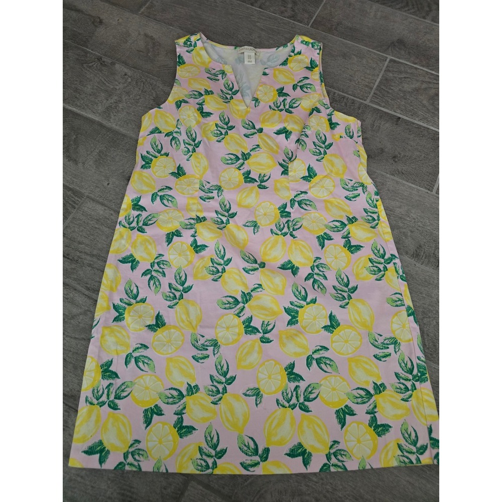 Cynthia Rowley Womens Pink Lemon Print Sleeveless V-Neck Shift Dress Size 14